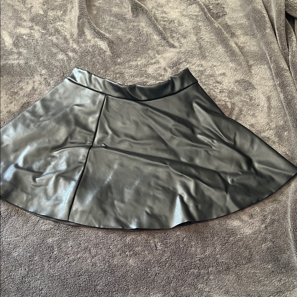 H&M Black Faux Leather Skater Skirt